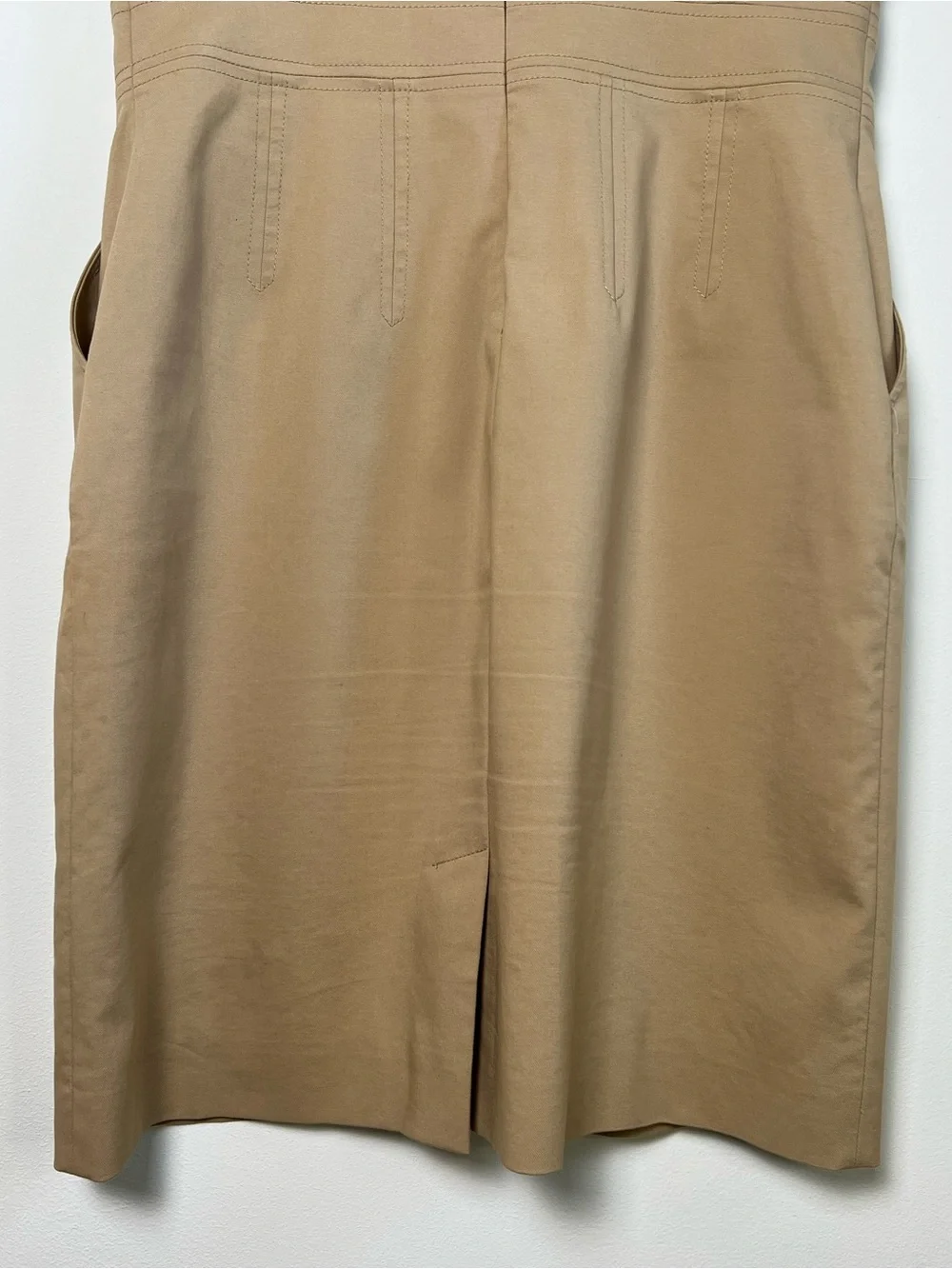Tory Burch Tan Square Neck Cap Sleeve Sheath Dress Pockets Size 8